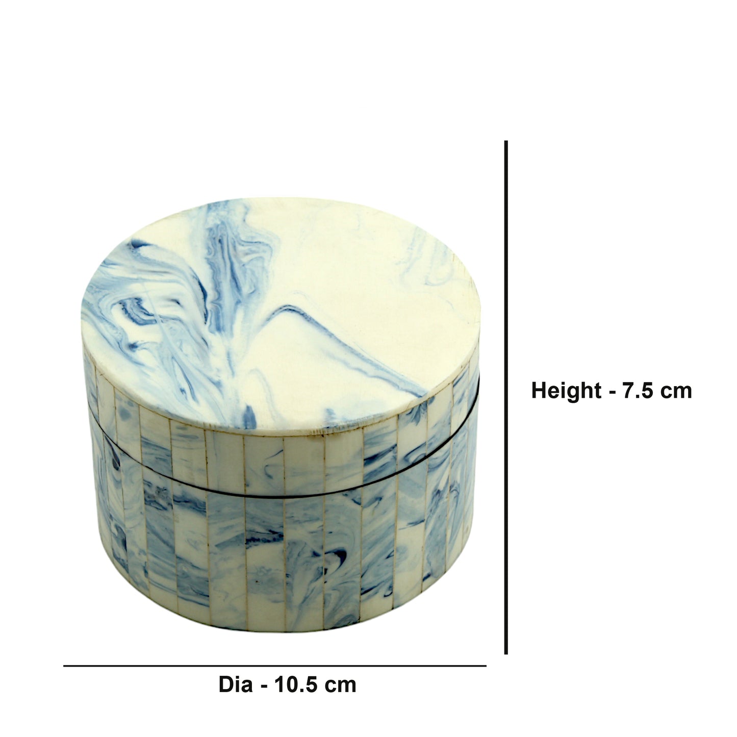 Elegant Marbled Resin Trinket Box – Round Blue & White Storage Box for Home Décor