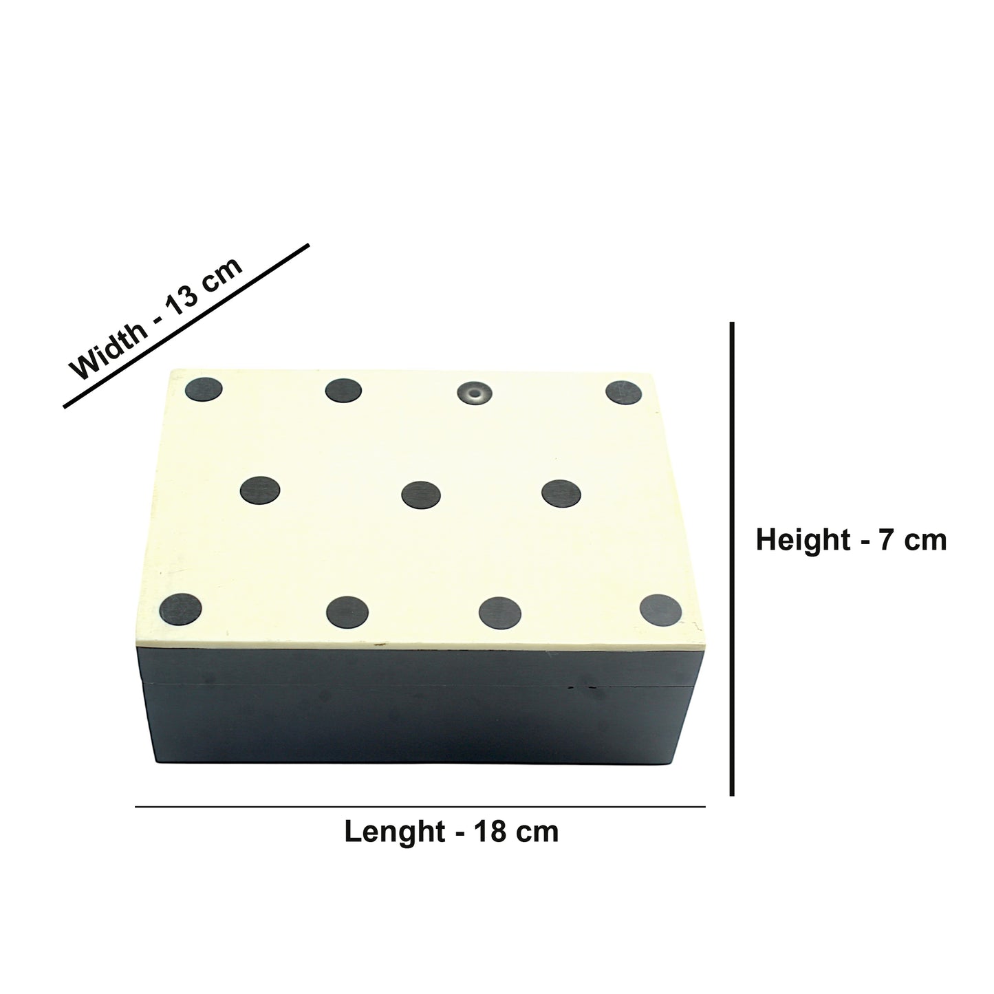 Handmade Bone Inlay Trinket Box – Elegant White with Black Base, Timeless Craftsmanship