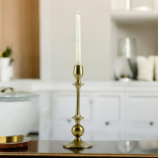 Gleaming Gold: Handcrafted Aluminum Large Candle Holder | Luxurious Home Decor
