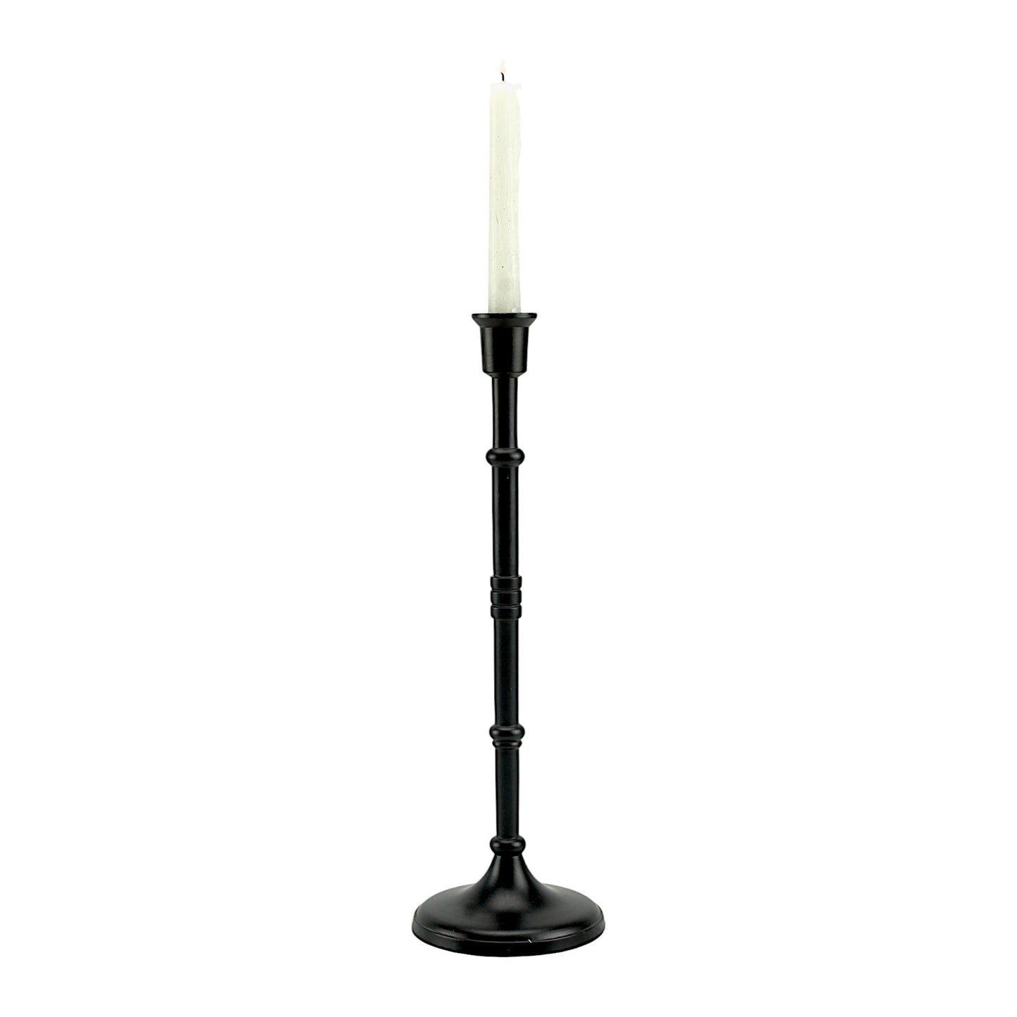 Bold Black: Aluminum Large Pillar Candle Holder | Stylish Home Accent