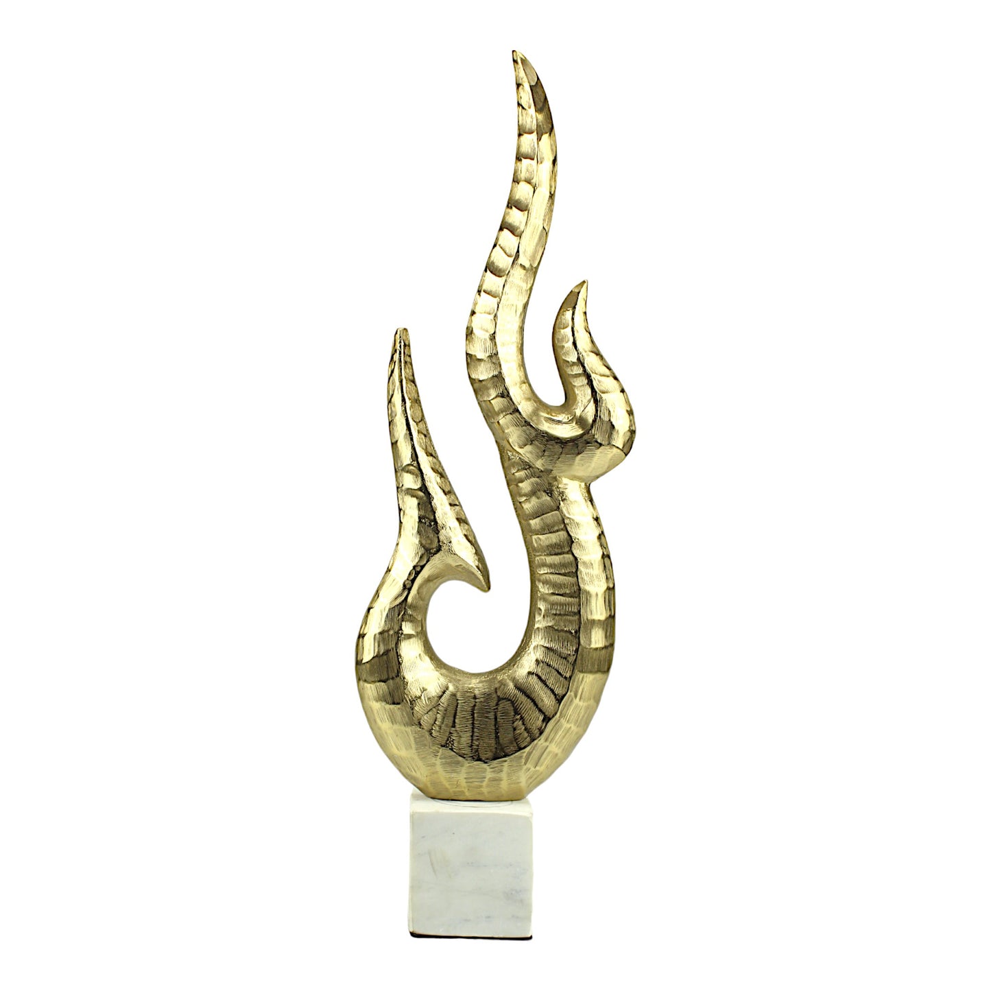Golden Aluminum Handcrafted Fire-Shaped Decor Object: Elegant Accent for Stylish Interiors