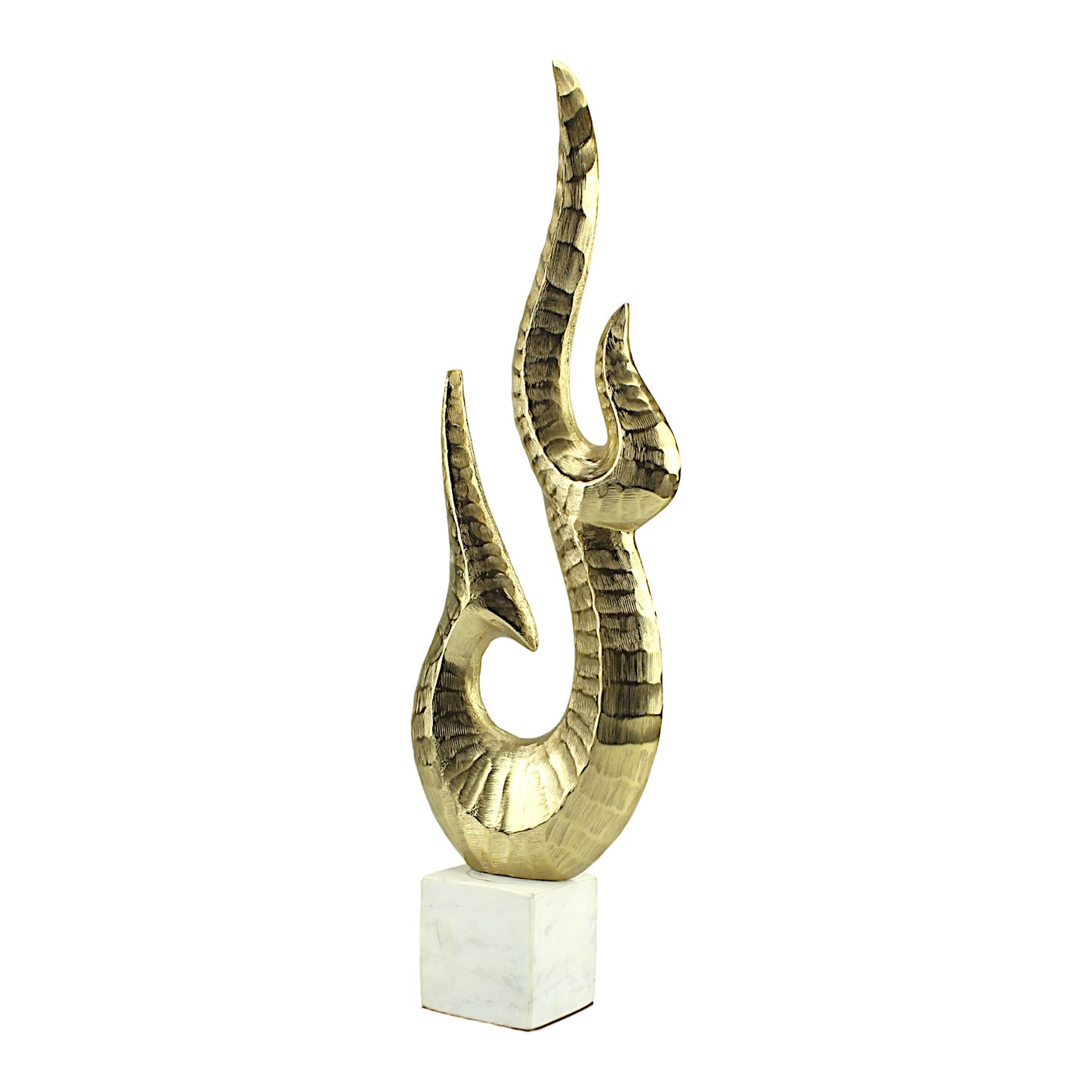 Golden Aluminum Handcrafted Fire-Shaped Decor Object: Elegant Accent for Stylish Interiors