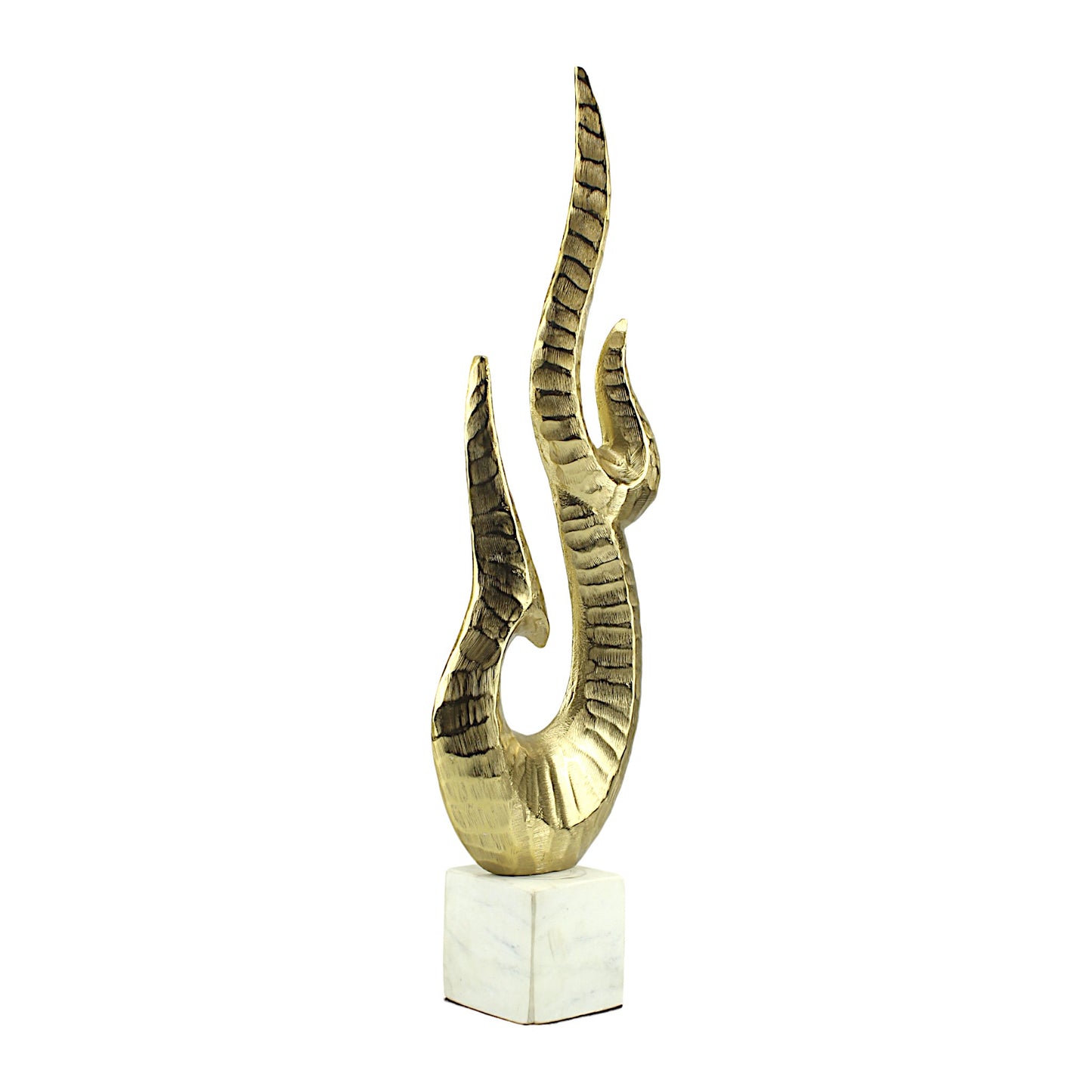 Golden Aluminum Handcrafted Fire-Shaped Decor Object: Elegant Accent for Stylish Interiors