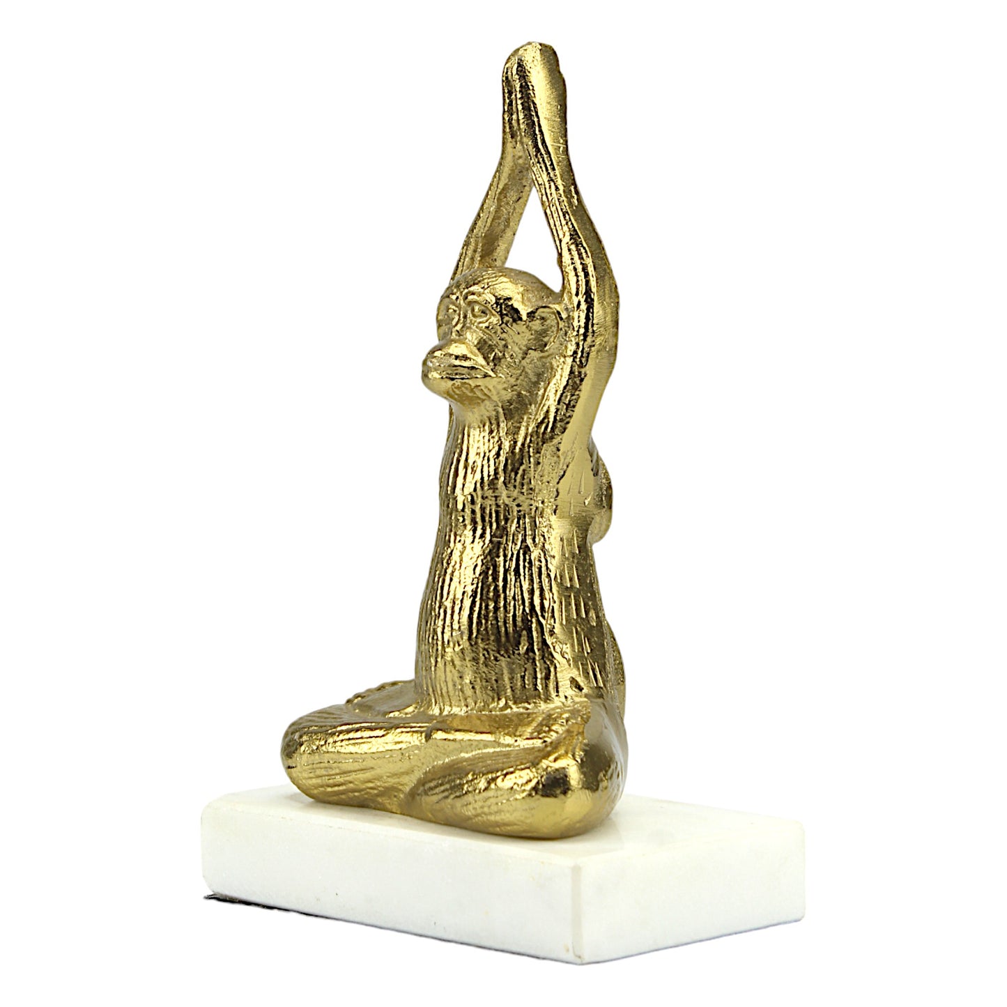 Golden Serenity: Handcrafted Yoga Monkey Sculpture on Marble Base