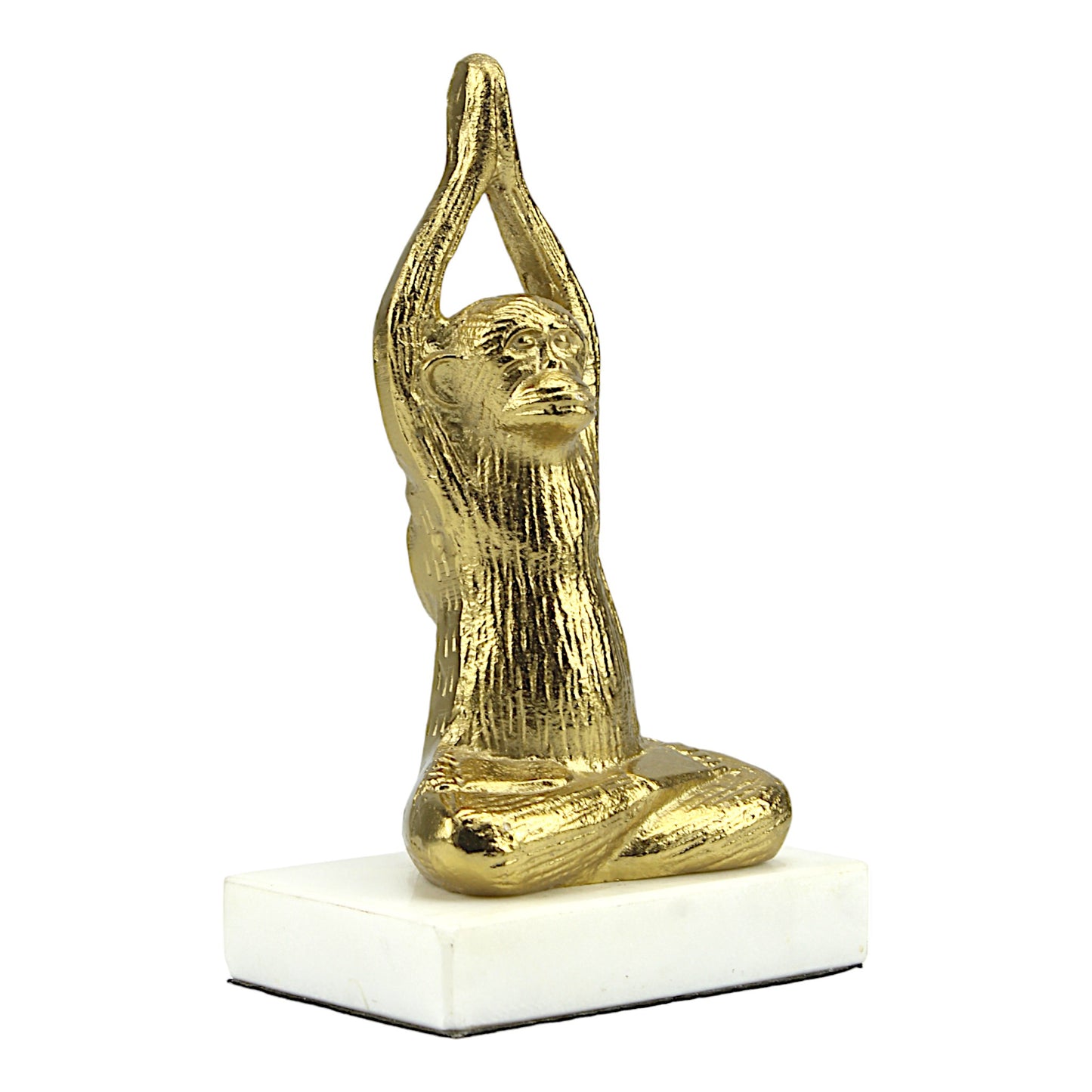 Golden Serenity: Handcrafted Yoga Monkey Sculpture on Marble Base