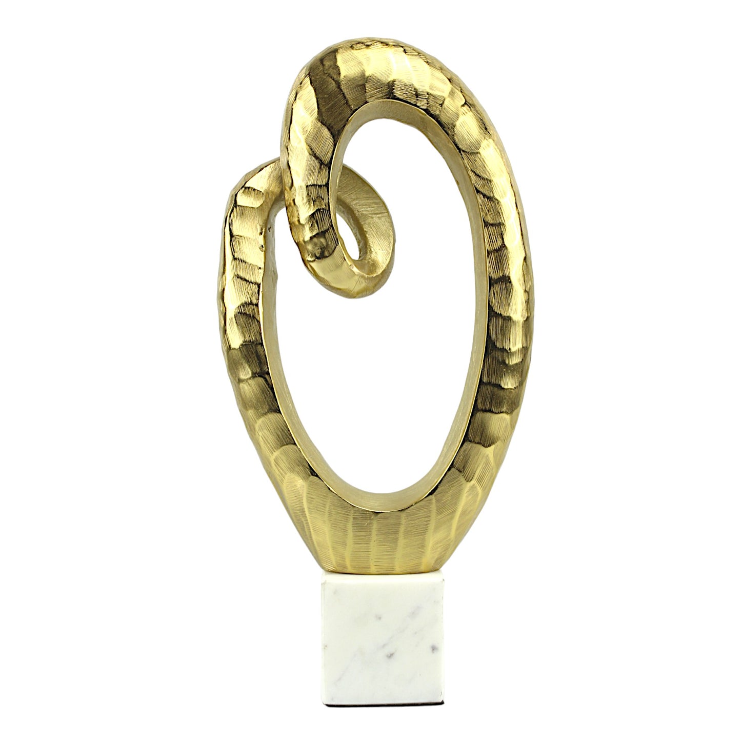 Golden Radiance: Handcrafted Aluminum Decor Object on Marble Base