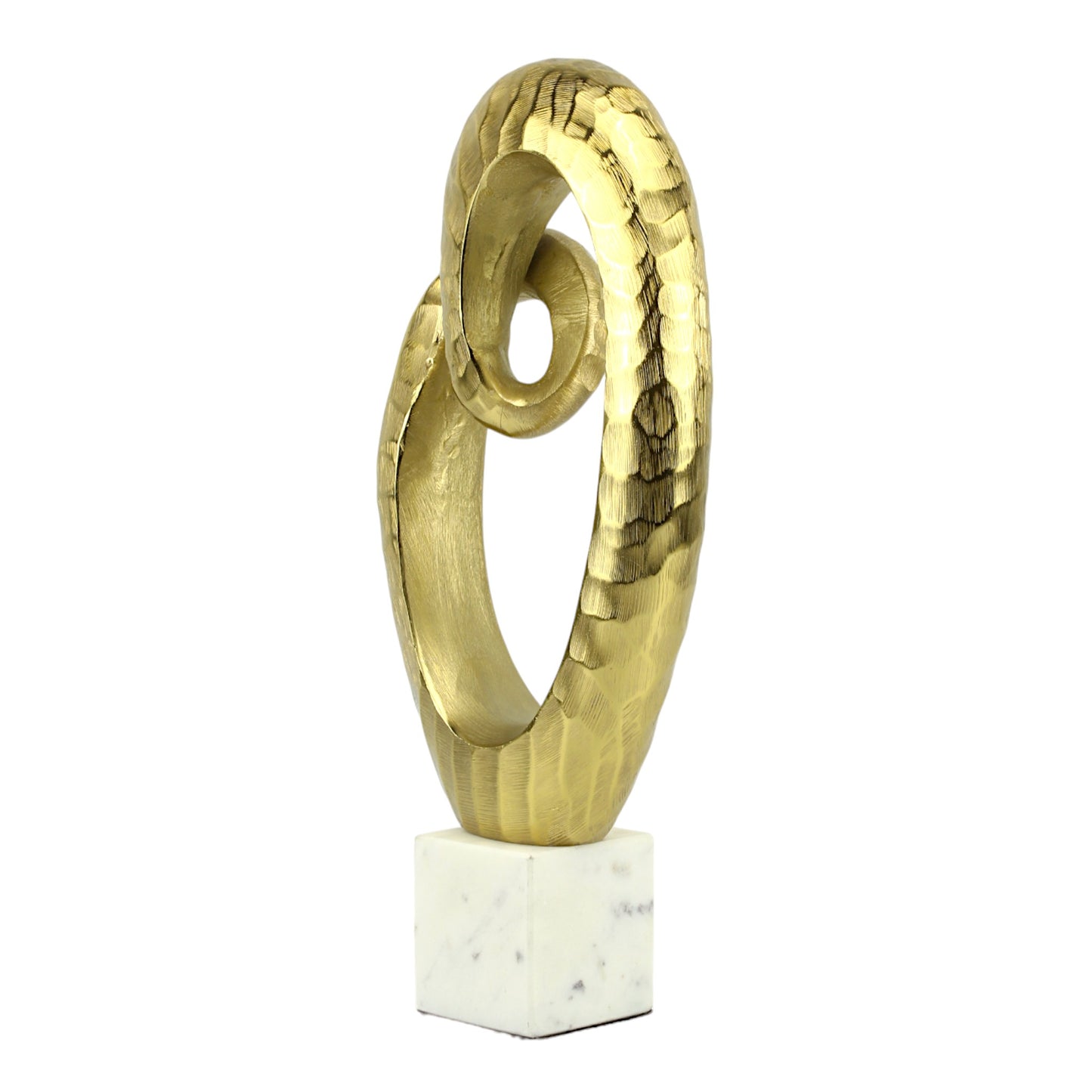 Golden Radiance: Handcrafted Aluminum Decor Object on Marble Base