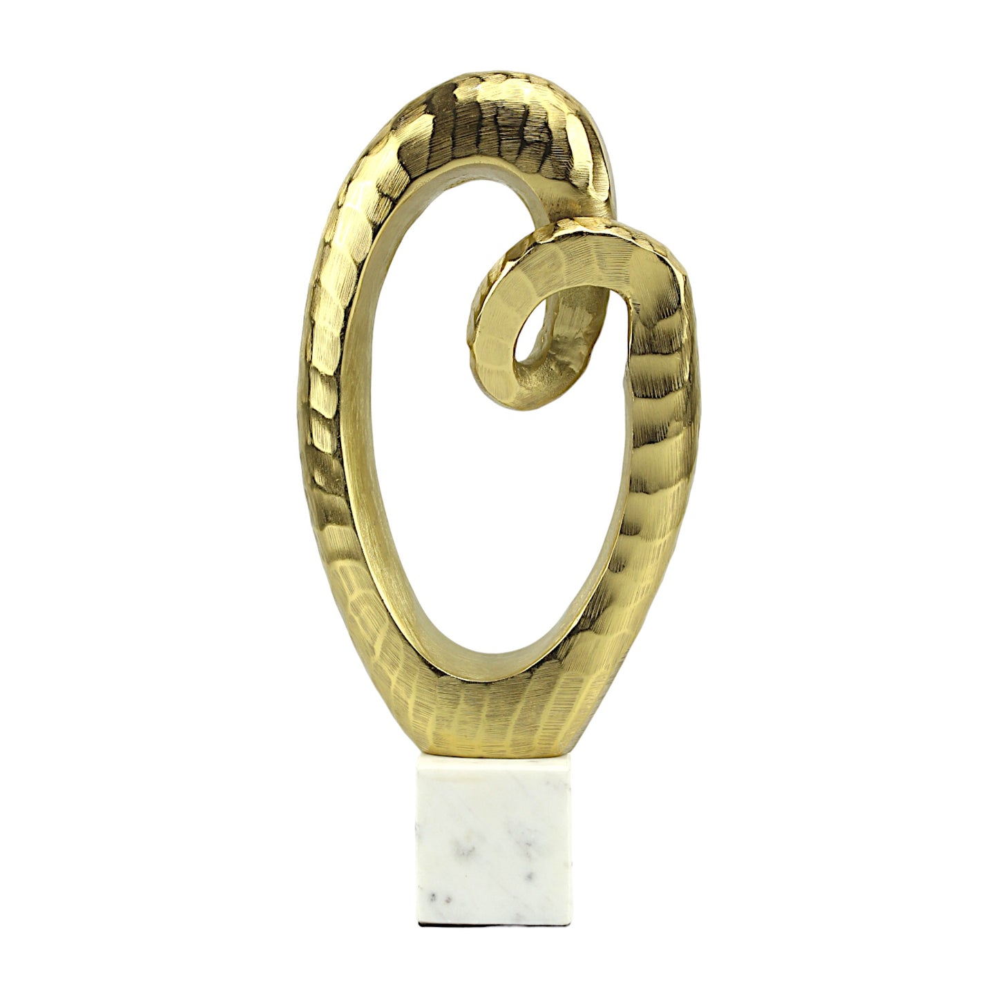 Golden Radiance: Handcrafted Aluminum Decor Object on Marble Base