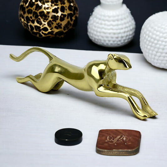 Golden Prowl: Handcrafted Aluminum Running Tiger Sculpture Ornament