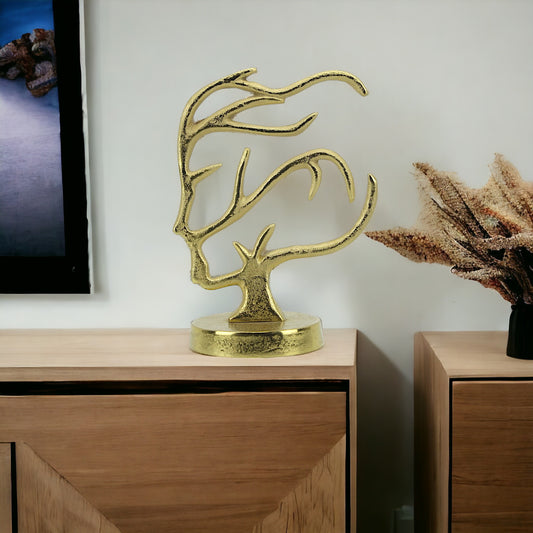 Golden Blossom: Handcrafted Aluminum Girl Artistic Sculpture Ornament