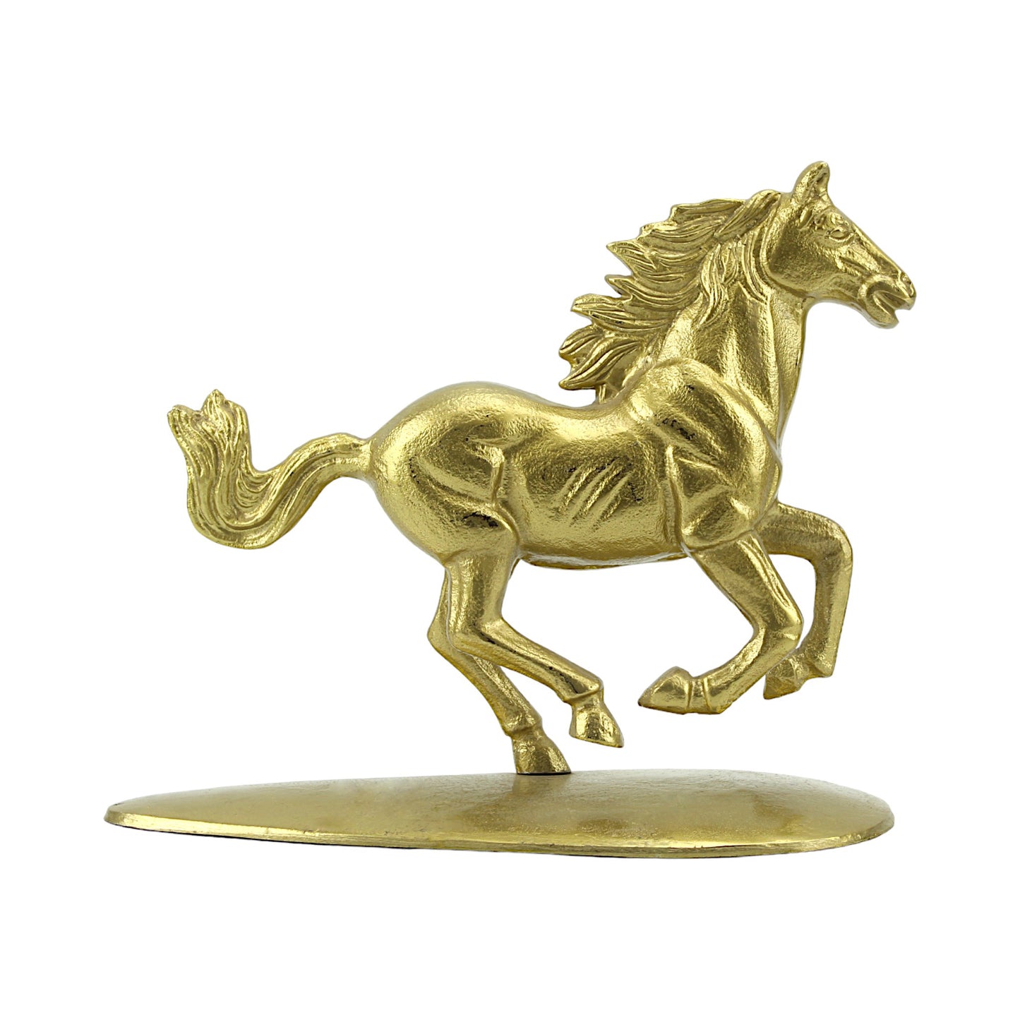 Golden Aluminum Running Horse Sculpture: Handcrafted Ornament for Timeless Elegance
