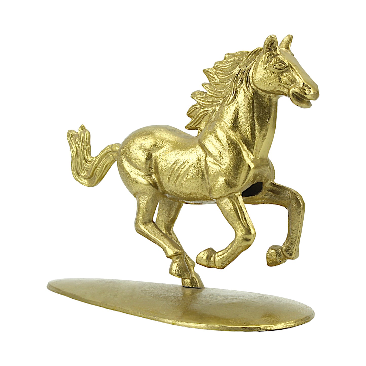 Golden Aluminum Running Horse Sculpture: Handcrafted Ornament for Timeless Elegance