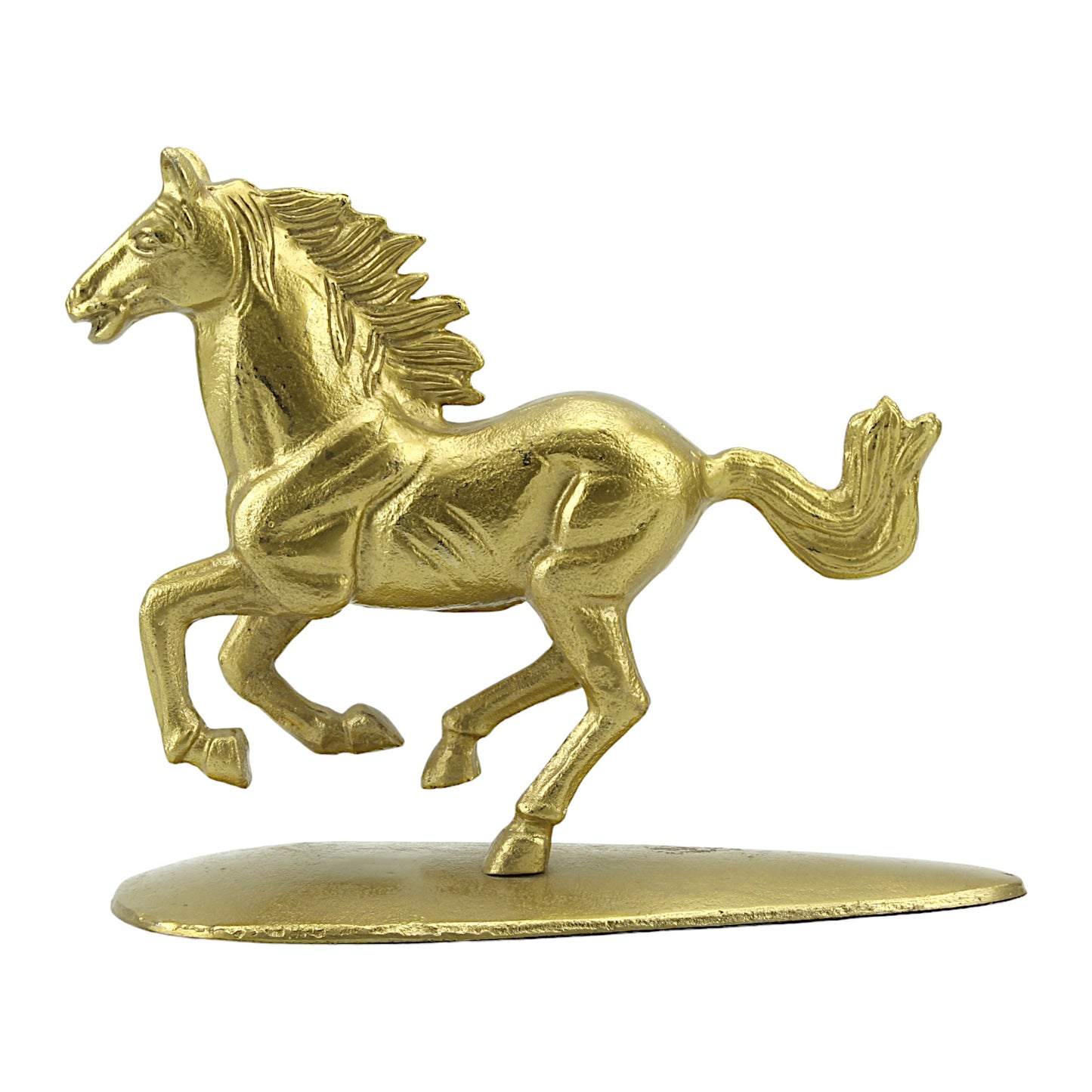 Golden Aluminum Running Horse Sculpture: Handcrafted Ornament for Timeless Elegance
