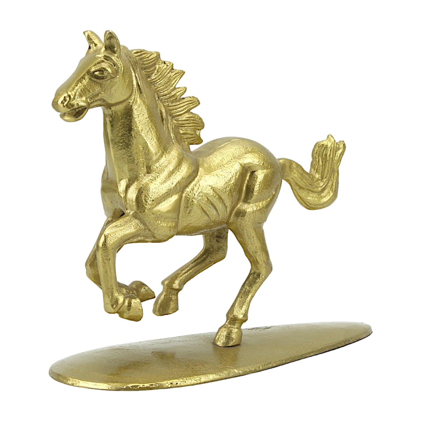 Golden Aluminum Running Horse Sculpture: Handcrafted Ornament for Timeless Elegance