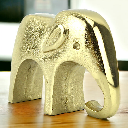 Golden Majesty: Handcrafted Aluminium Elephant Sculpture