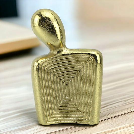 Golden Elegance: Handcrafted Aluminum Abstract Sculpture