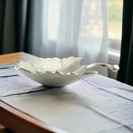 Silver Aluminum Leaf Decorative Bowl: Nature-Inspired Elegance for Your Home Decor