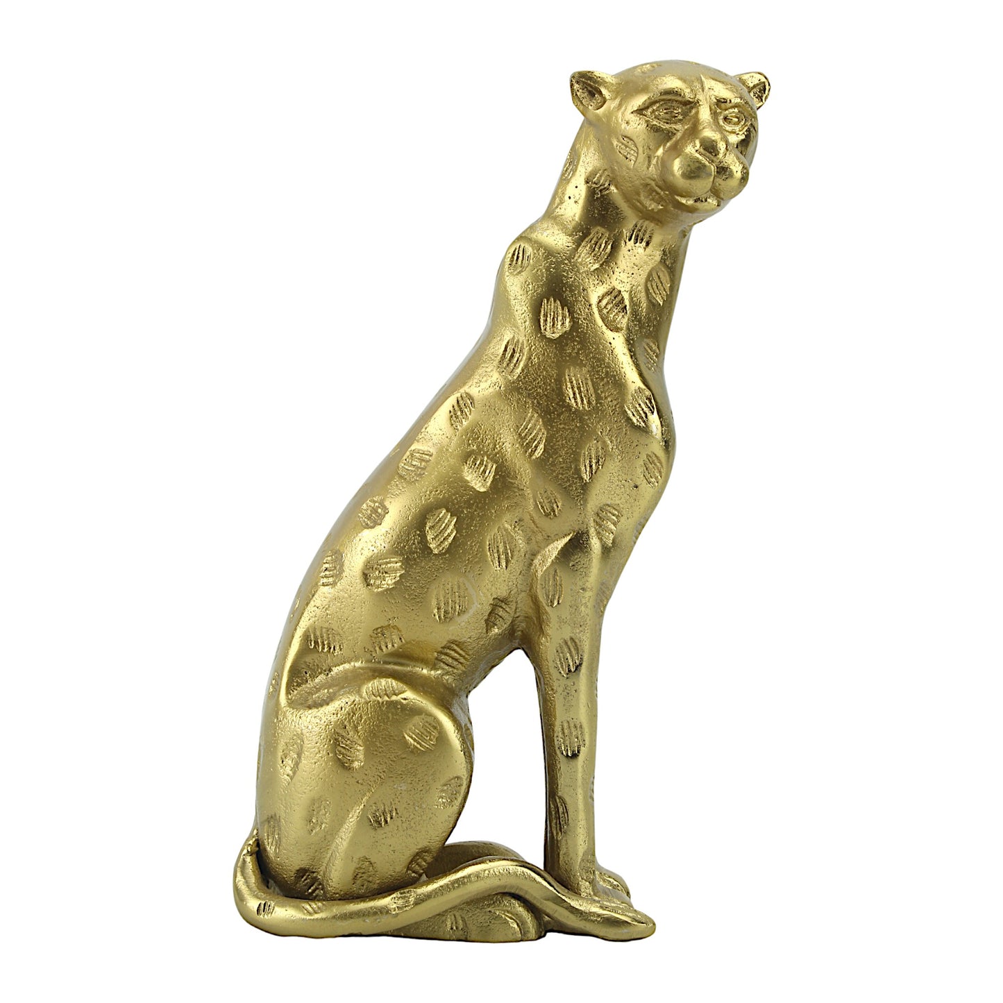 Golden Majesty: Handcrafted Aluminium Sitting Tiger Sculpture