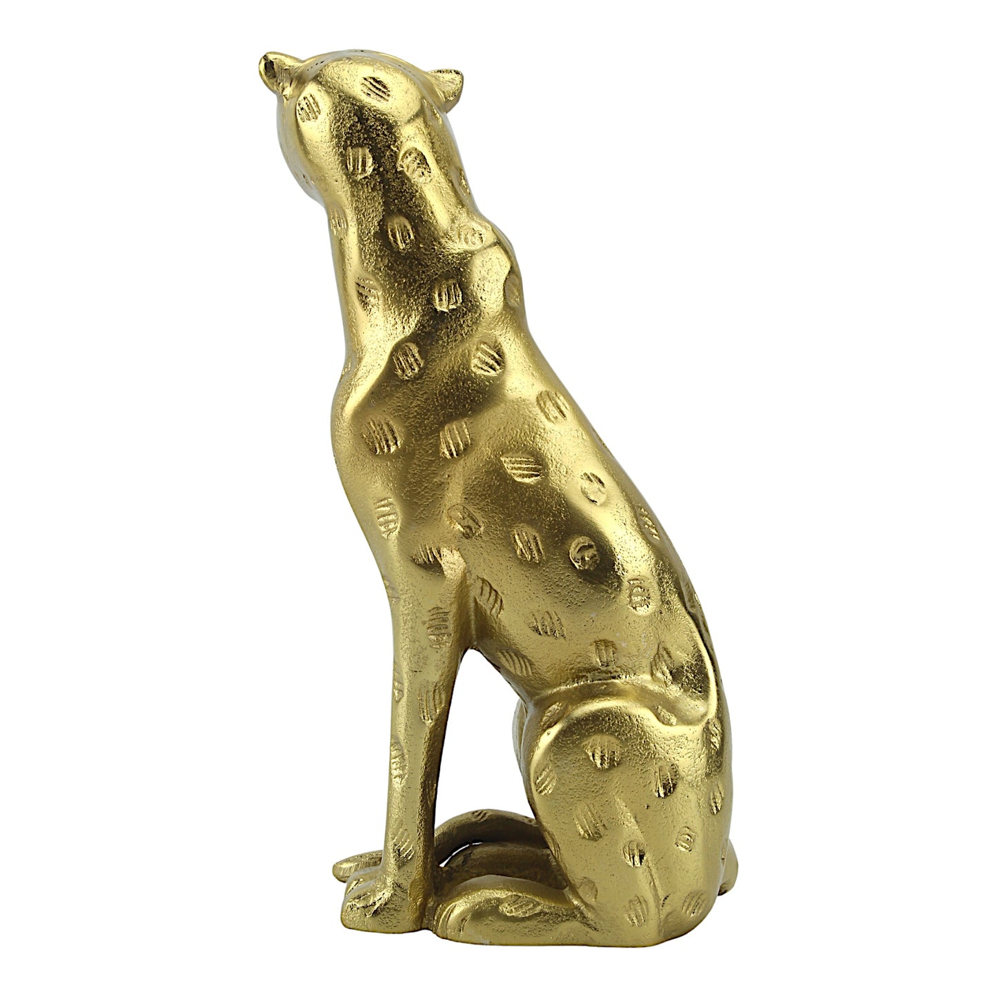 Golden Majesty: Handcrafted Aluminium Sitting Tiger Sculpture