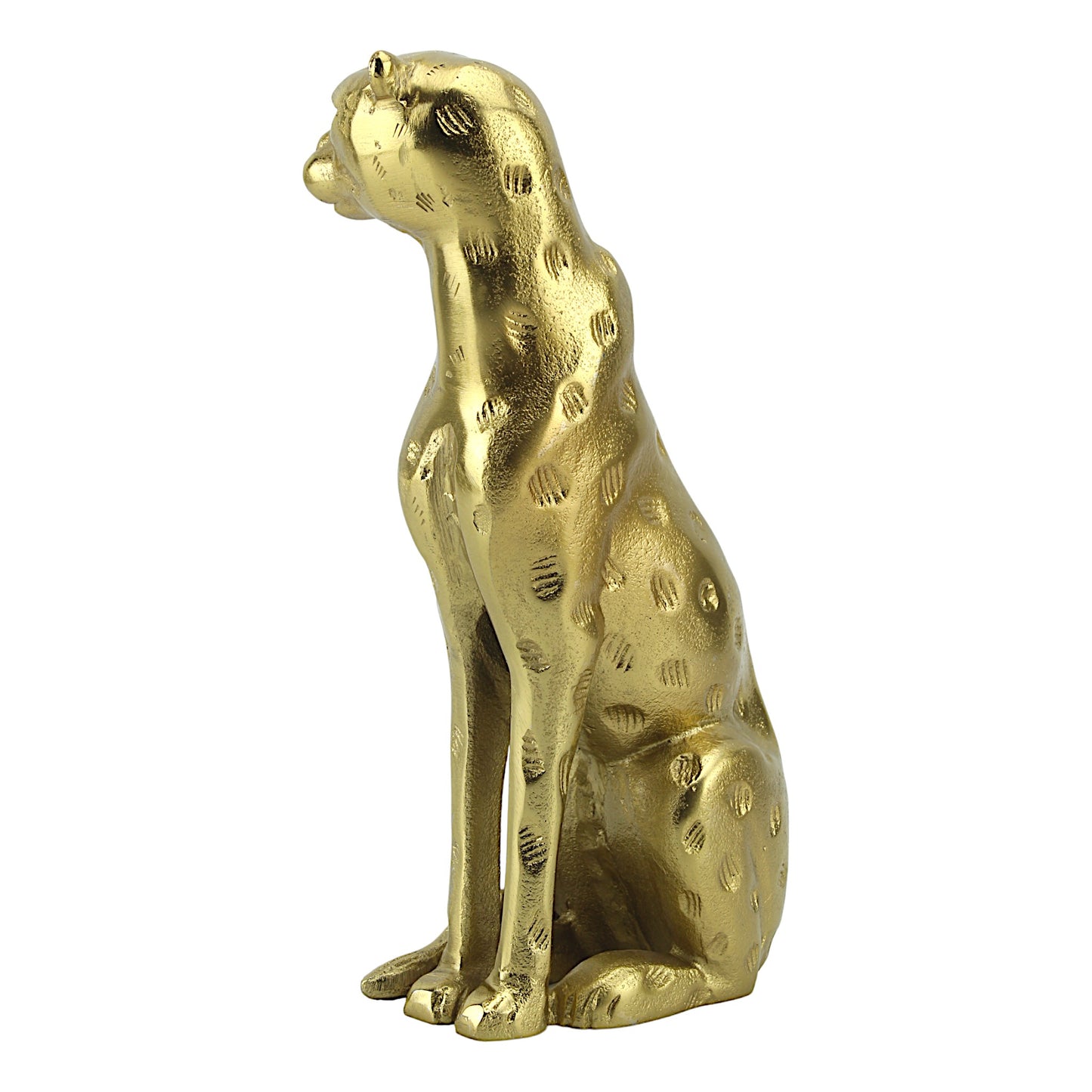 Golden Majesty: Handcrafted Aluminium Sitting Tiger Sculpture