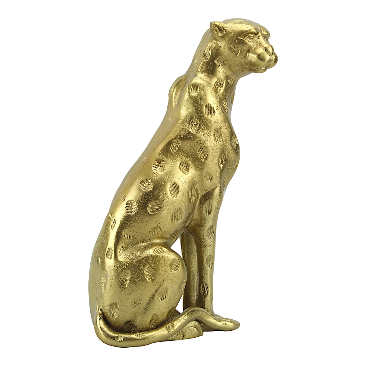 Golden Majesty: Handcrafted Aluminium Sitting Tiger Sculpture