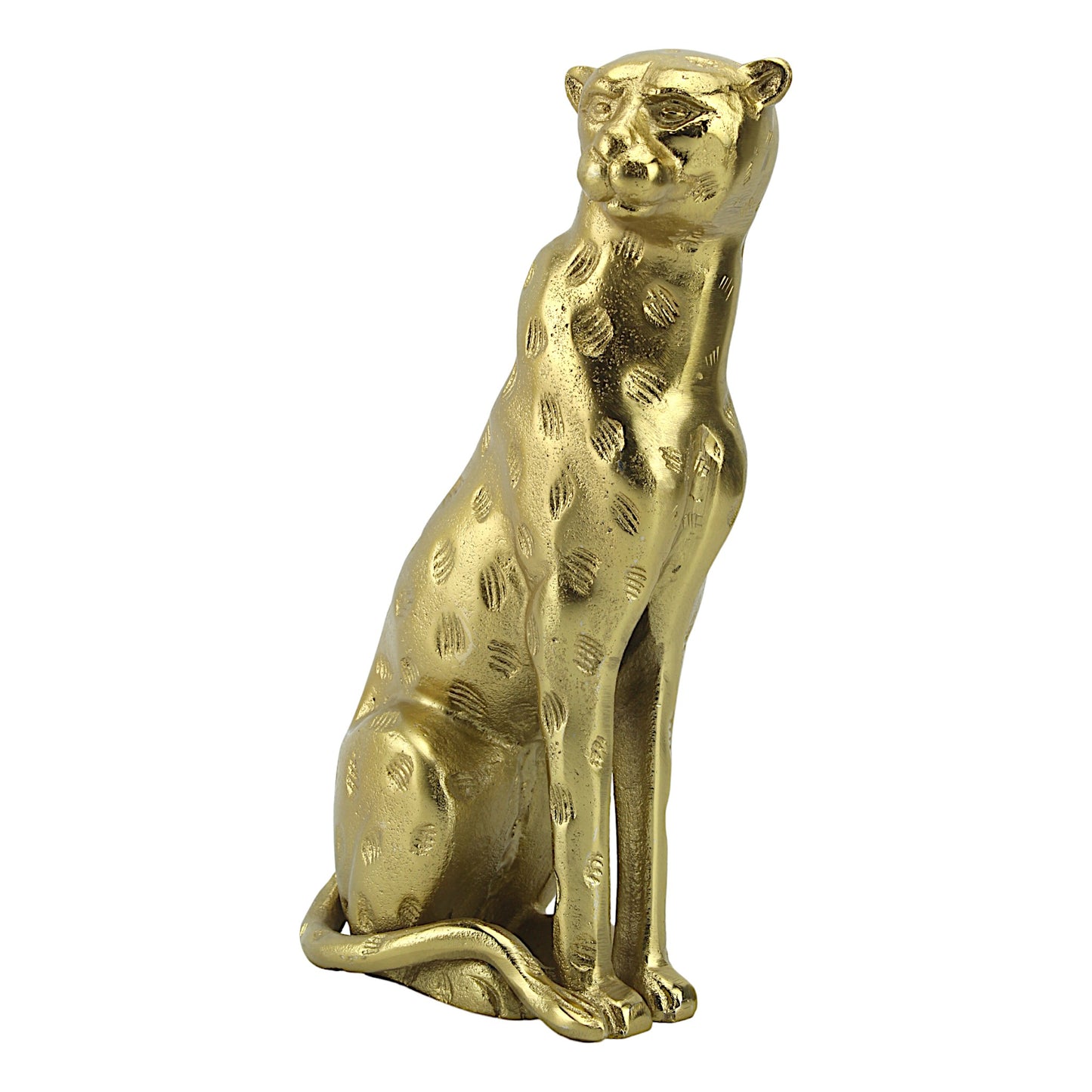 Golden Majesty: Handcrafted Aluminium Sitting Tiger Sculpture