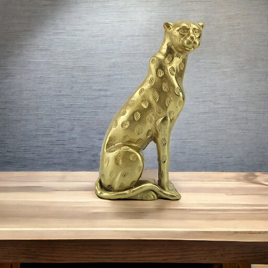 Golden Majesty: Handcrafted Aluminium Sitting Tiger Sculpture