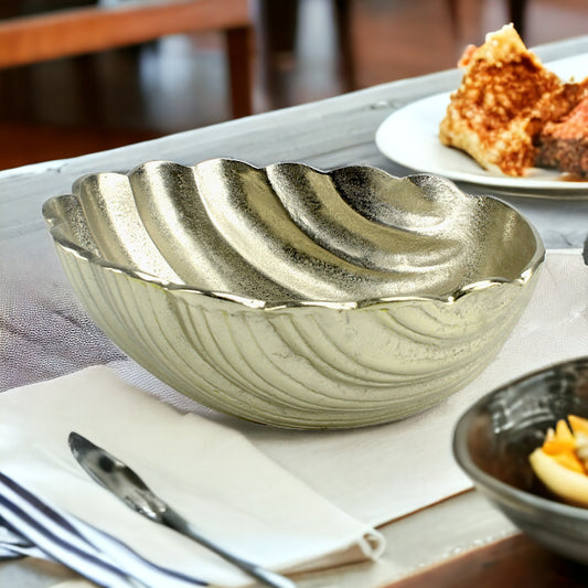 Silver Shell Decorative Bowl: Elegant Accent for Stylish Home Décor