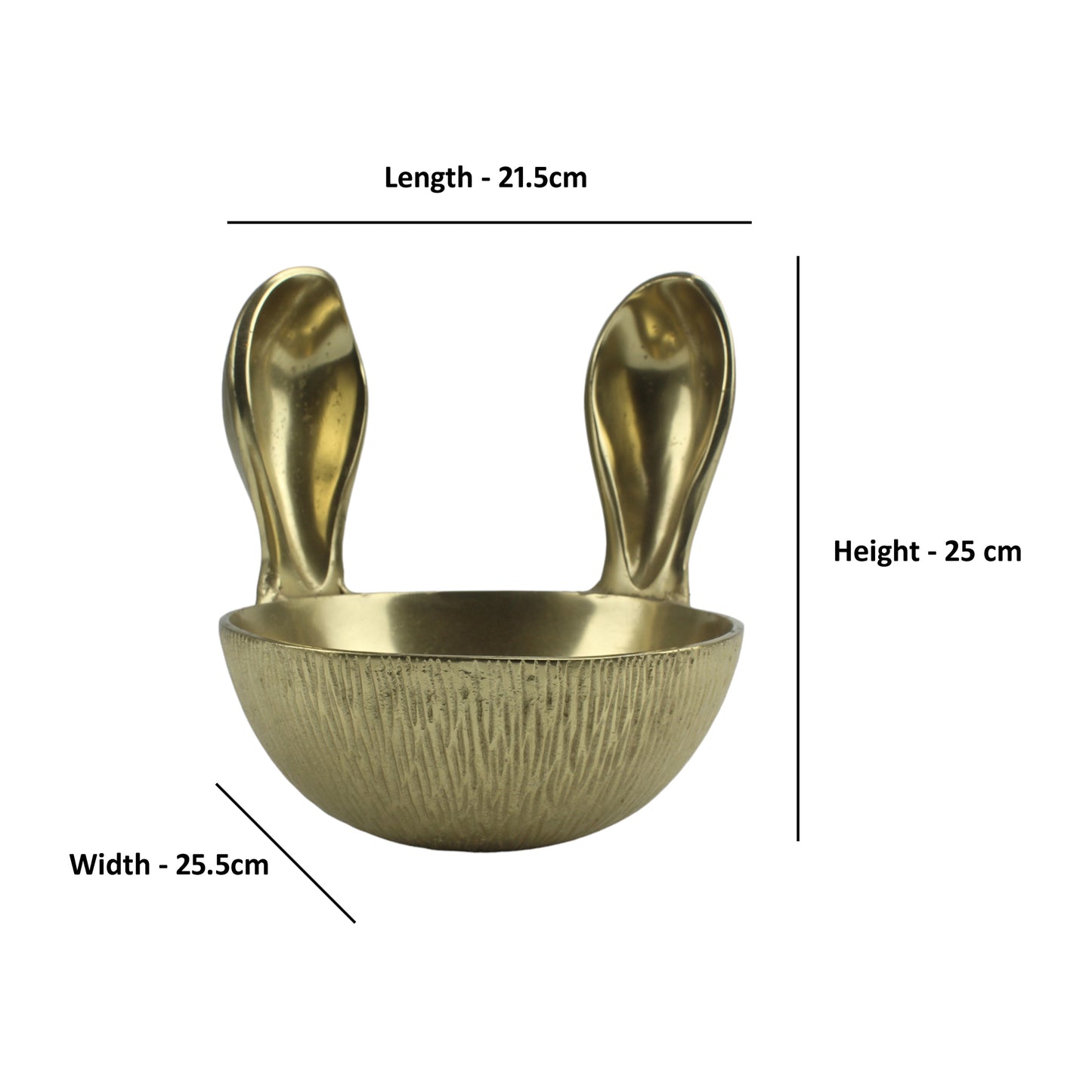 Artisan-Crafted Golden Aluminum Bowl with Delightful Bunny Ears Handle - Add Whimsical Sophistication to Your Space!