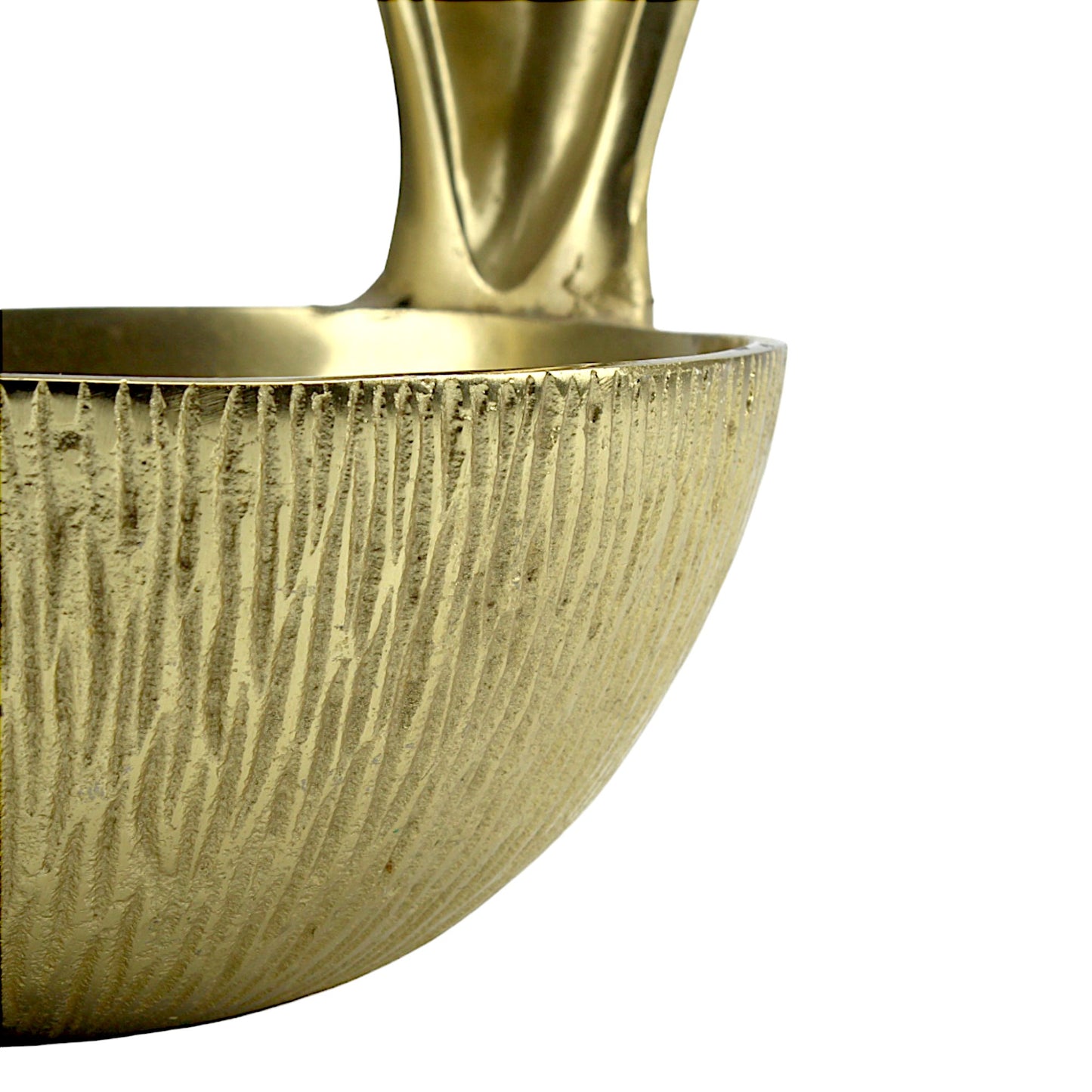 Artisan-Crafted Golden Aluminum Bowl with Delightful Bunny Ears Handle - Add Whimsical Sophistication to Your Space!