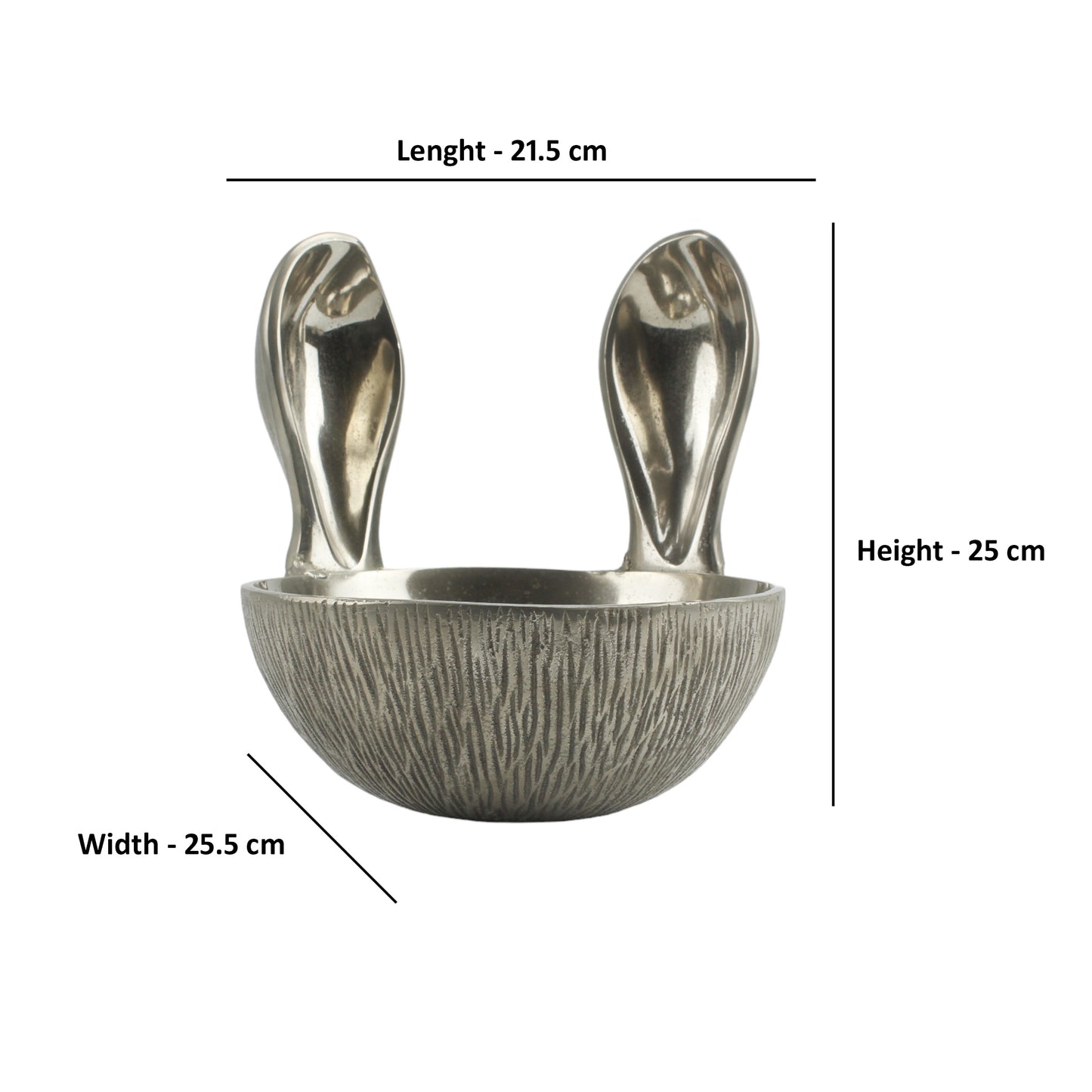 Artisan-Crafted Silver Aluminum Bowl with Delightful Bunny Ears Handle
