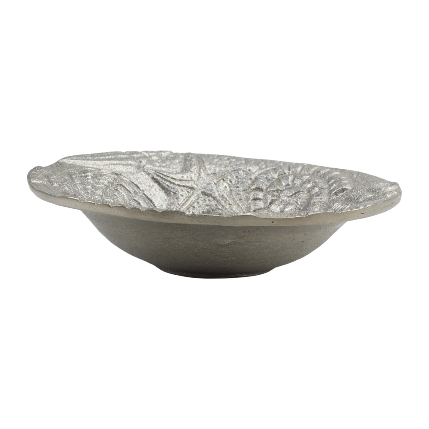 Silver Glittered Sea Creatures Design Aluminium Decorative Bowl