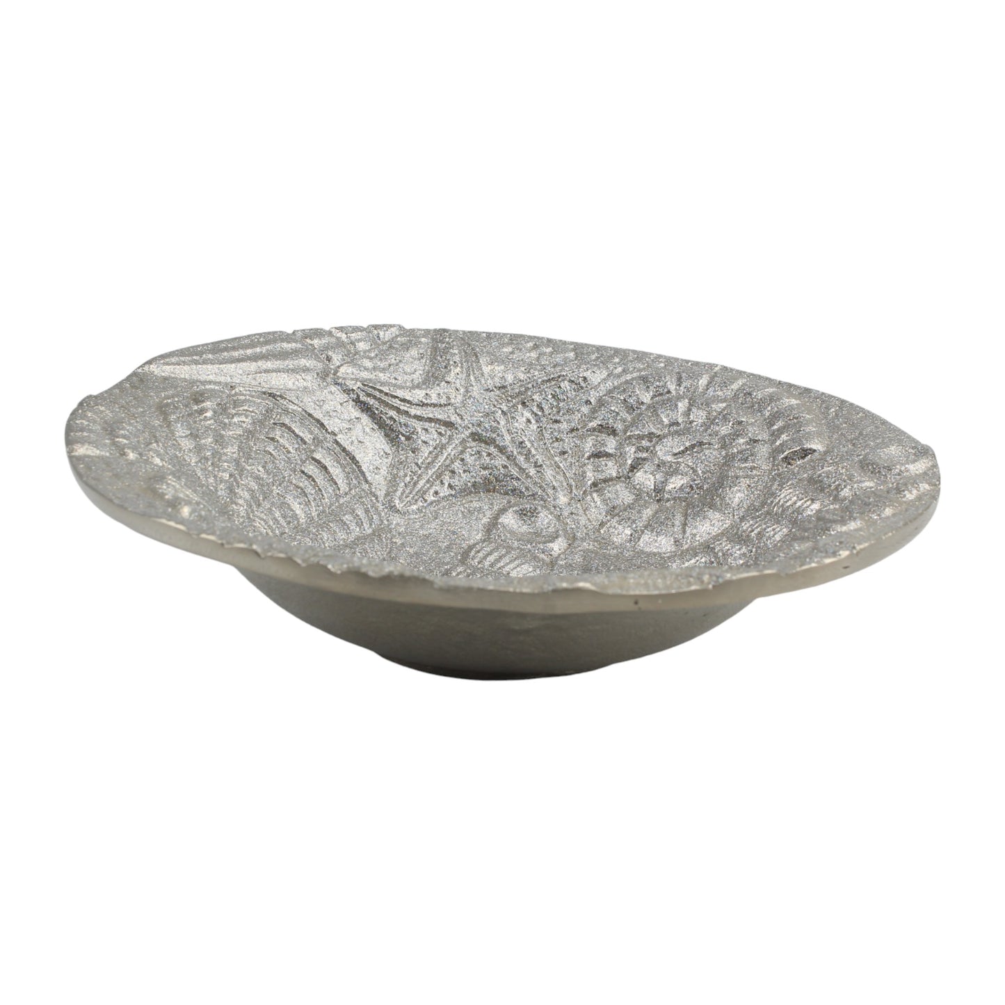 Silver Glittered Sea Creatures Design Aluminium Decorative Bowl