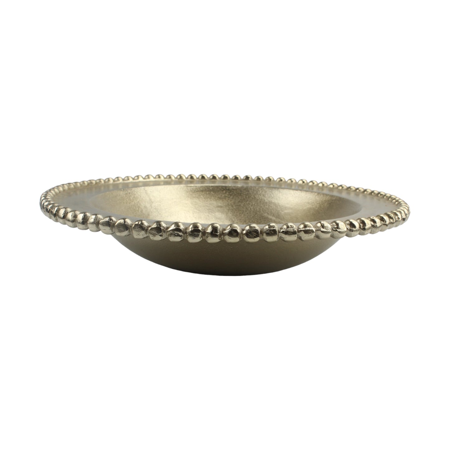 Silver Beaded Handcrafted Aluminium Decorative Bowl: Elegant Artistry for Your Home