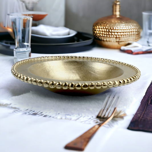 Silver Beaded Handcrafted Aluminium Decorative Bowl: Elegant Artistry for Your Home
