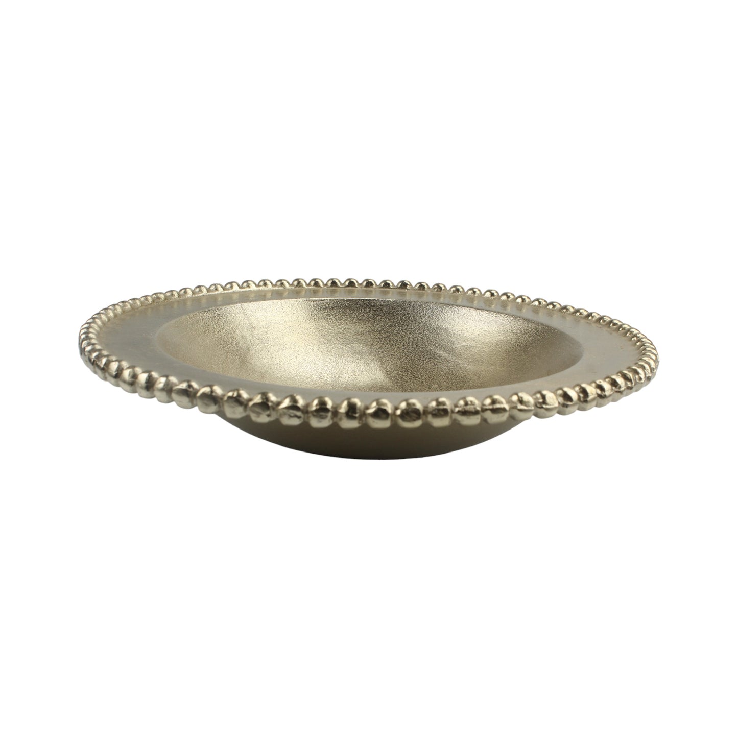 Silver Beaded Handcrafted Aluminium Decorative Bowl: Elegant Artistry for Your Home