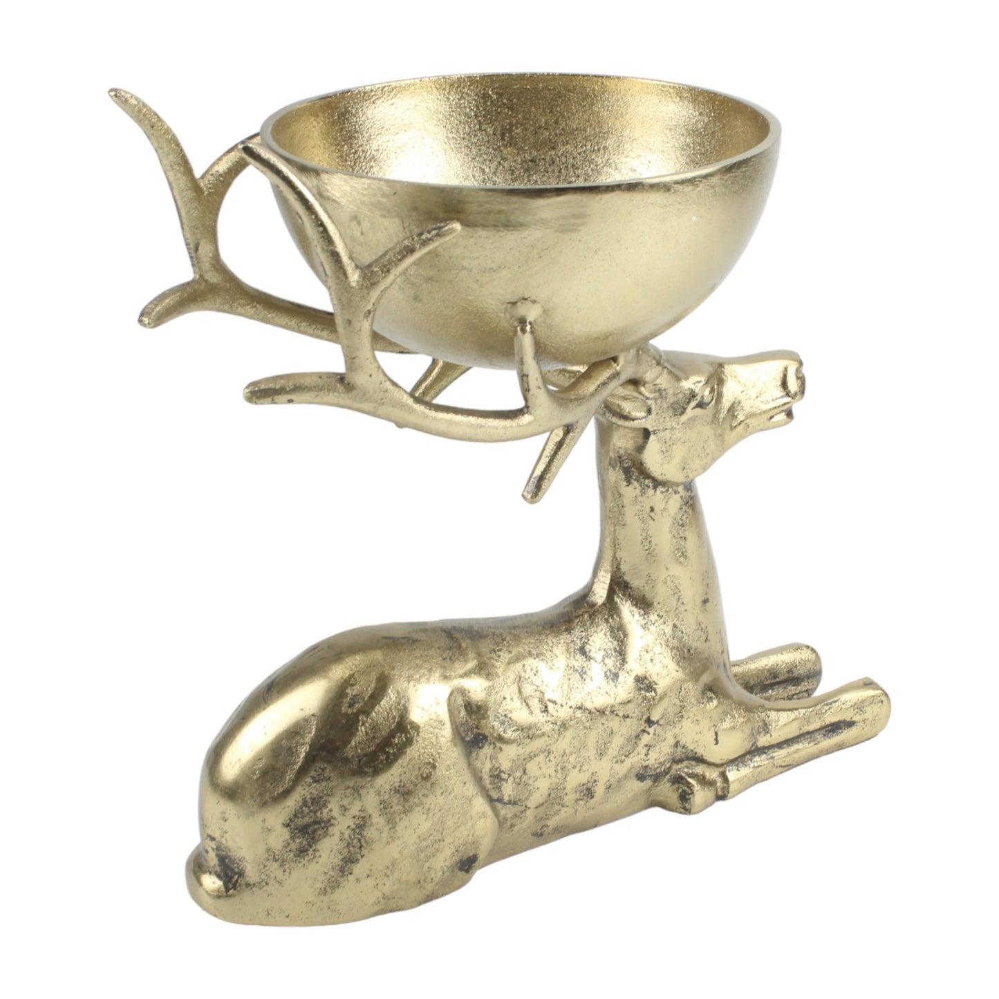 Golden Deer Handcrafted Aluminium Decorative Bowl: Whimsical Elegance for Your Home