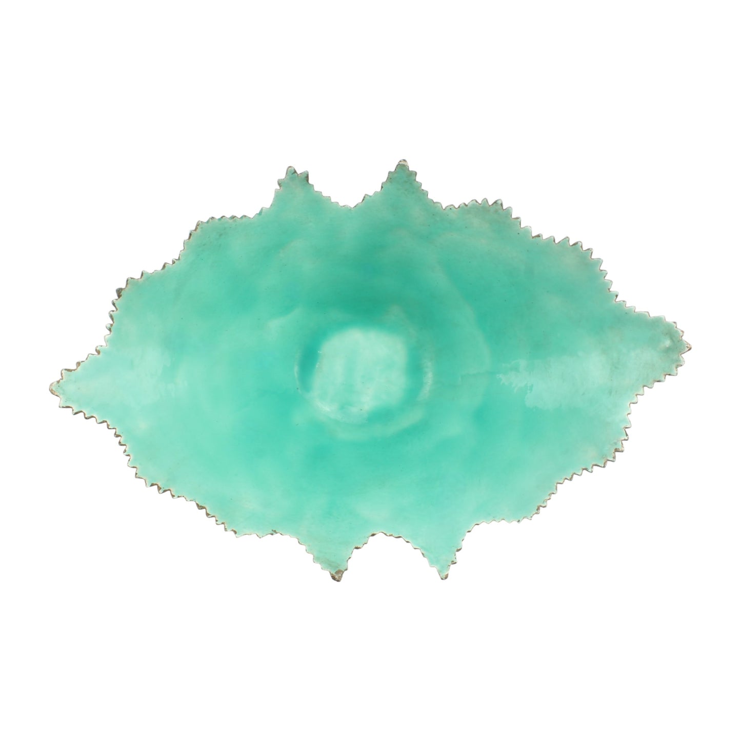 Handcrafted Golden Aluminium Decorative Bowl with Green Enamel: Elegant Artistry for Stylish Décor