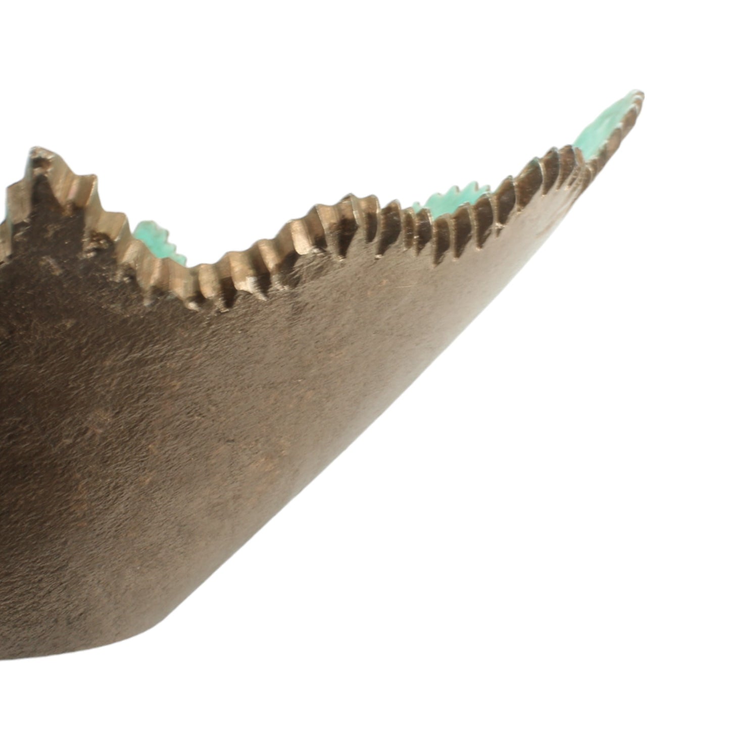 Handcrafted Golden Aluminium Decorative Bowl with Green Enamel: Elegant Artistry for Stylish Décor