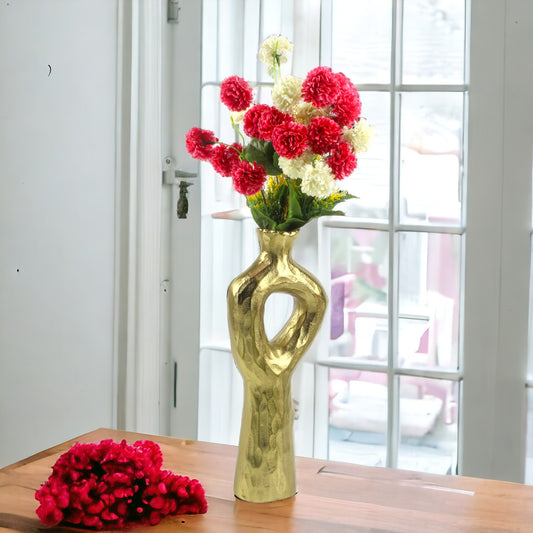 Golden Blossom: Handcrafted Aluminium Flower Vase