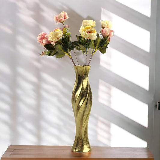 Handcrafted Golden Aluminium Pillar-Shaped Flower Vase: Timeless Elegance for Your Home Decor