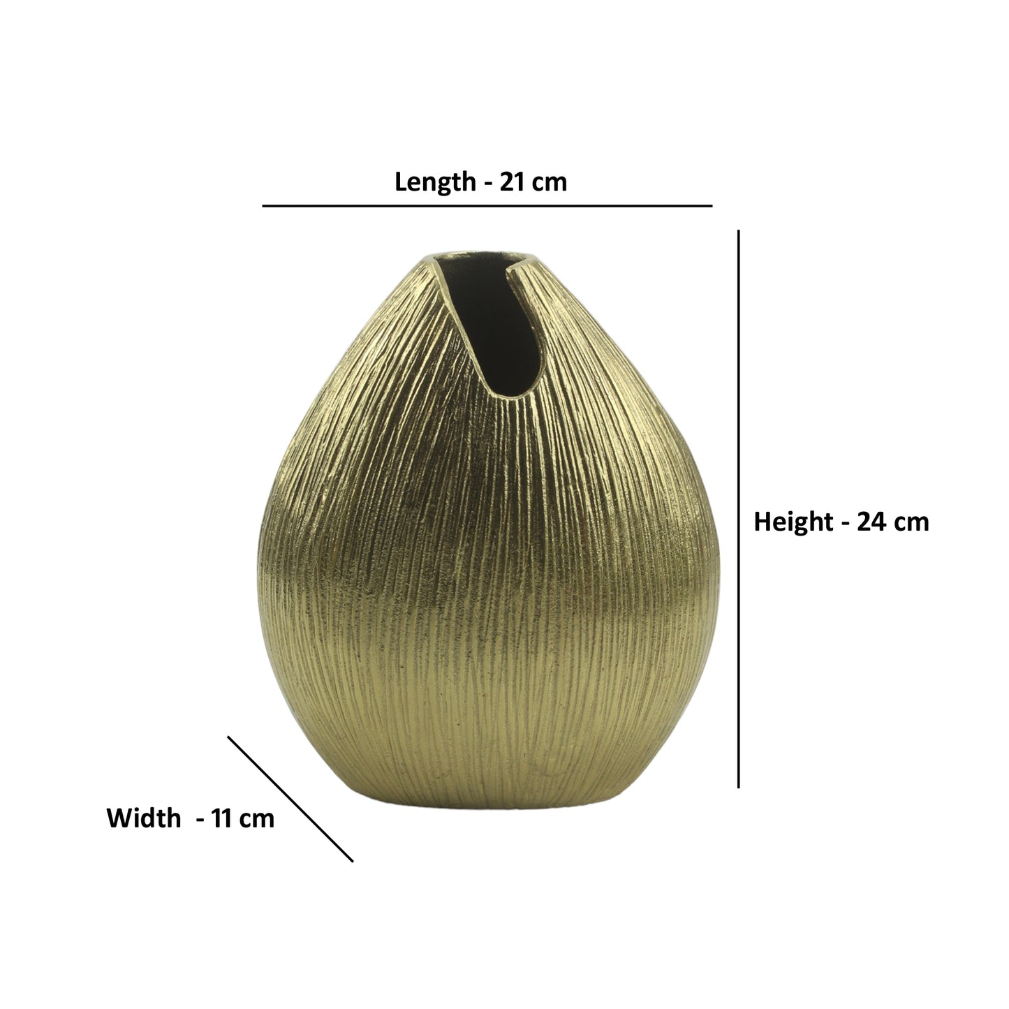 Handcrafted Golden Aluminium Oval-Shaped Flower Vase: Timeless Beauty for Your Floral Displays