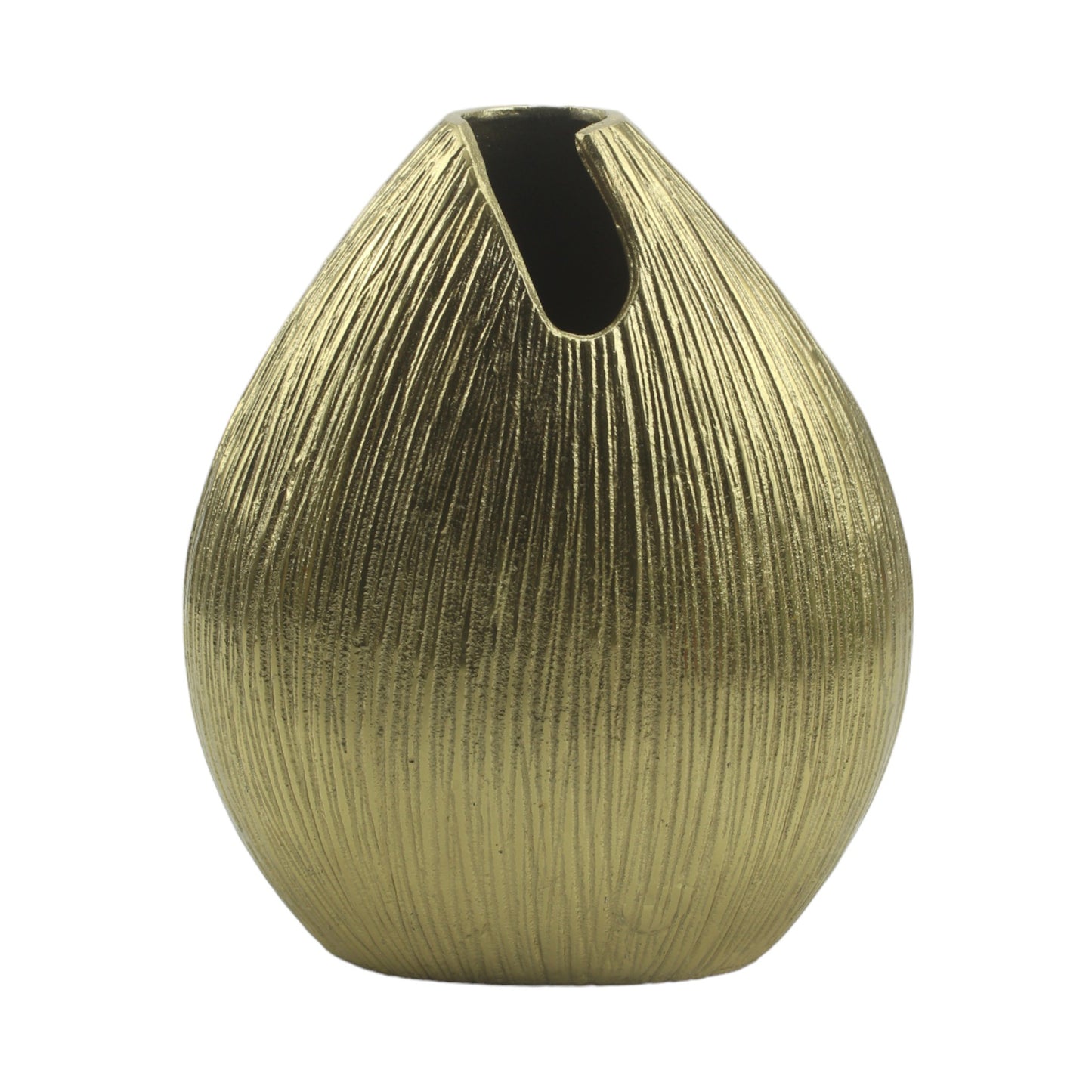 Handcrafted Golden Aluminium Oval-Shaped Flower Vase: Timeless Beauty for Your Floral Displays
