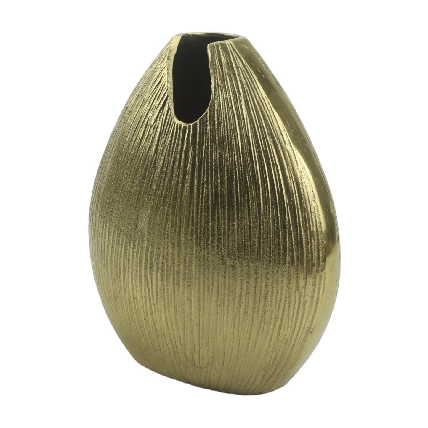 Handcrafted Golden Aluminium Oval-Shaped Flower Vase: Timeless Beauty for Your Floral Displays
