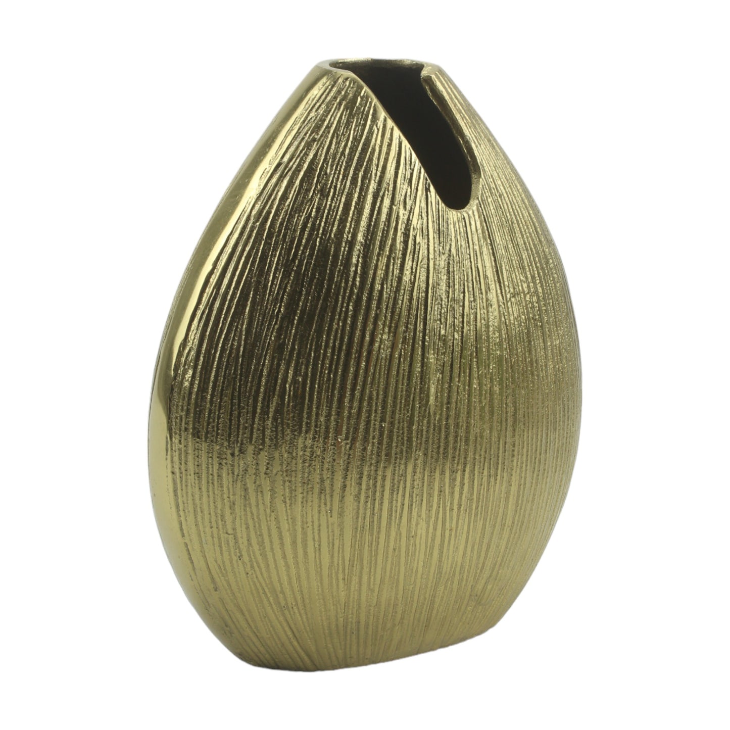 Handcrafted Golden Aluminium Oval-Shaped Flower Vase: Timeless Beauty for Your Floral Displays