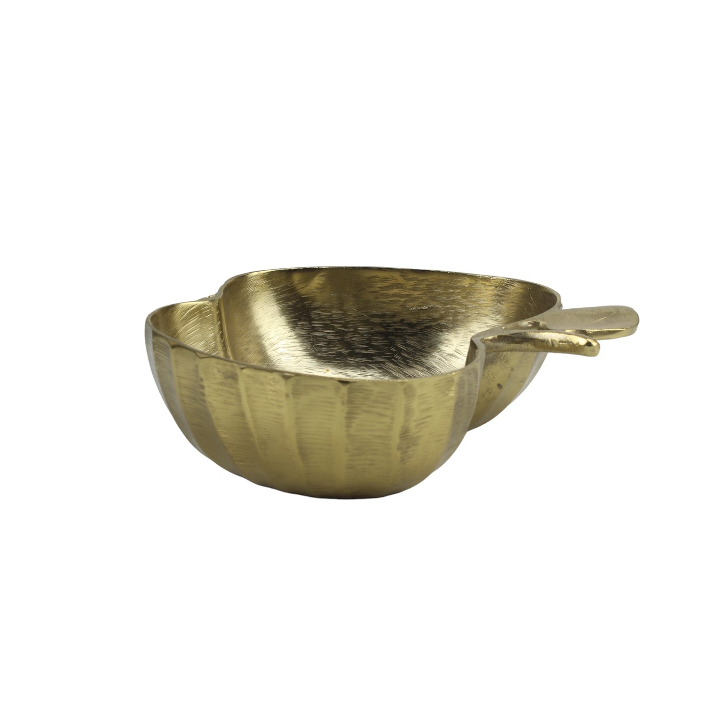 Handcrafted Golden Aluminum Apple Shaped Bowl: Luxe Décor Essential