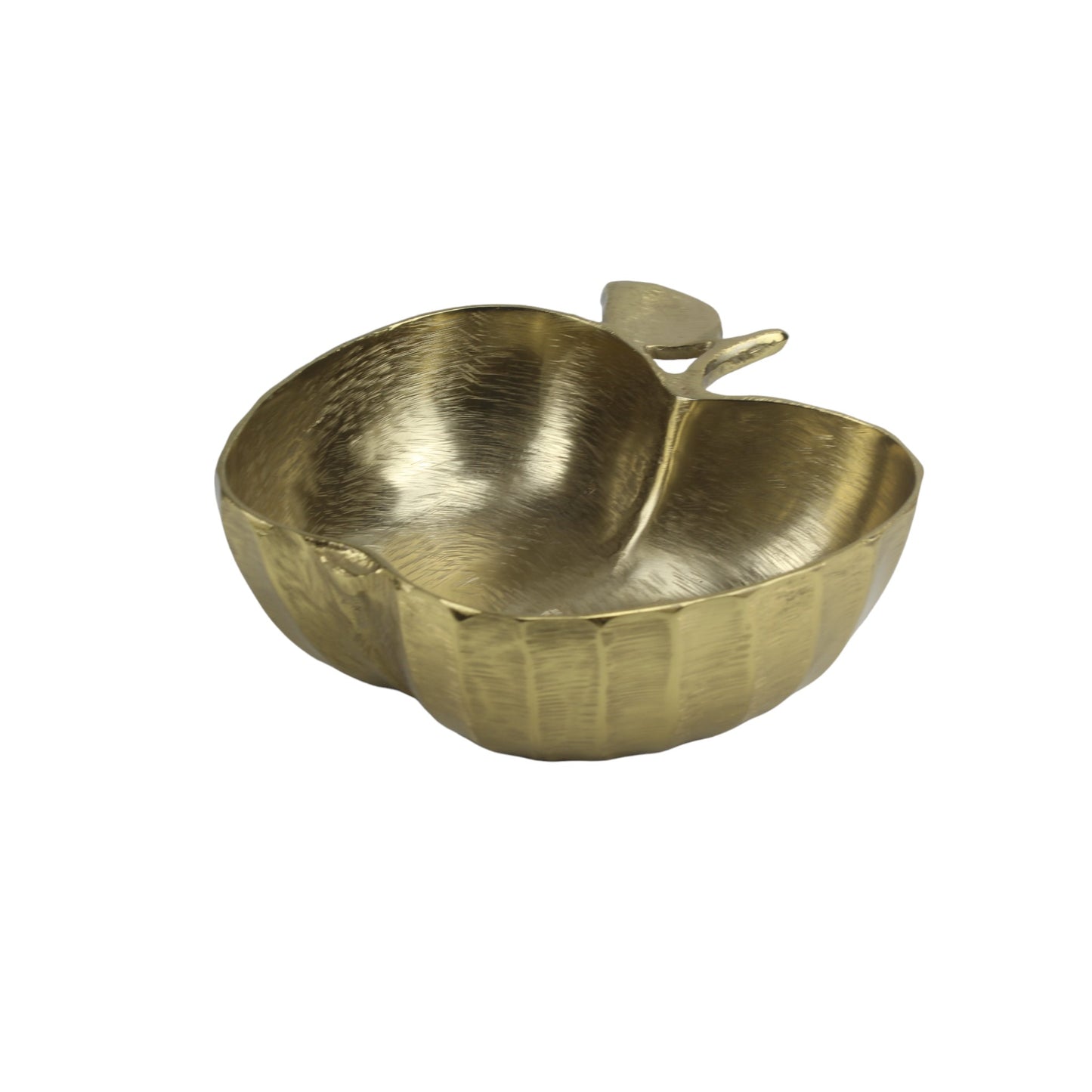 Handcrafted Golden Aluminum Apple Shaped Bowl: Luxe Décor Essential