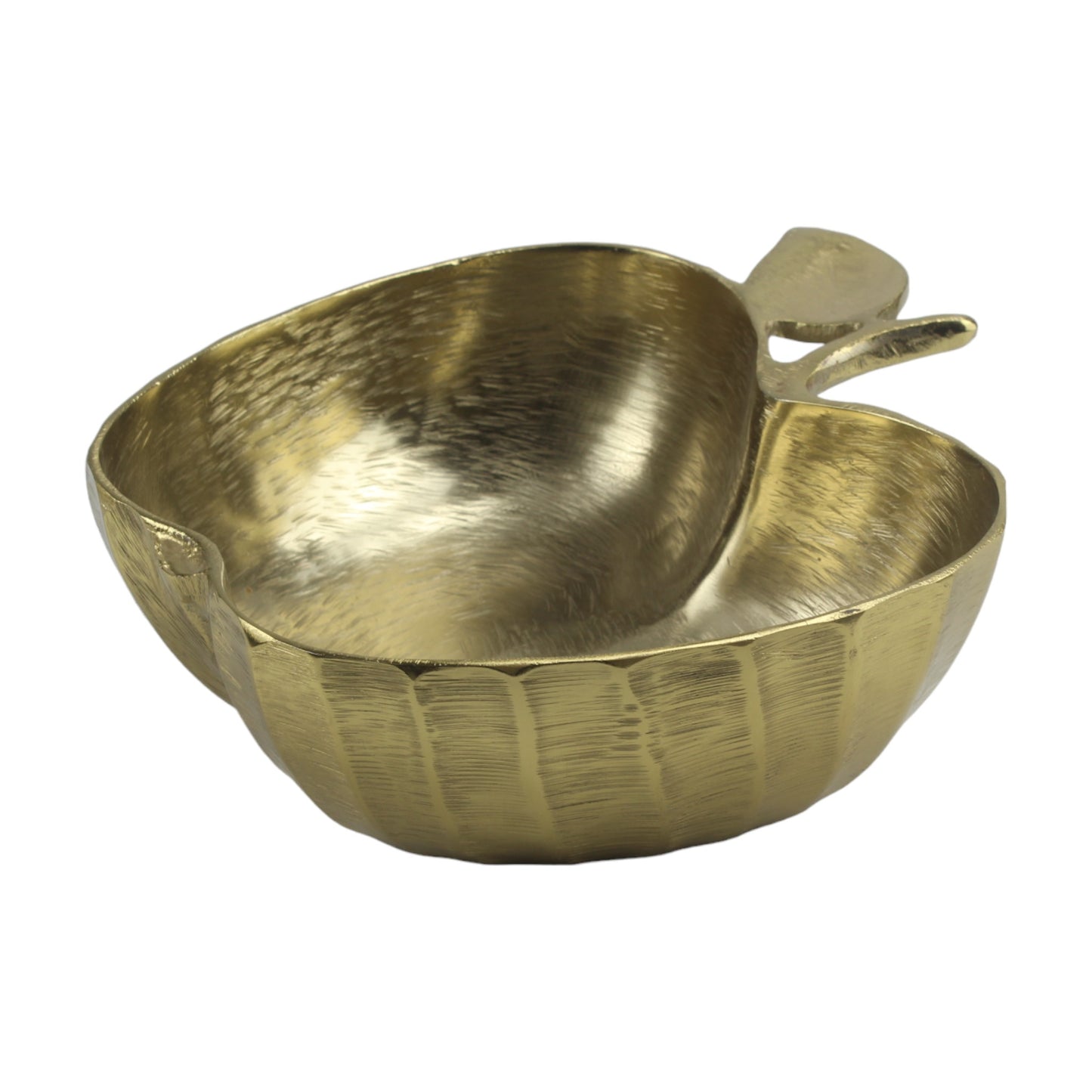 Handcrafted Golden Aluminum Apple Shaped Bowl: Luxe Décor Essential