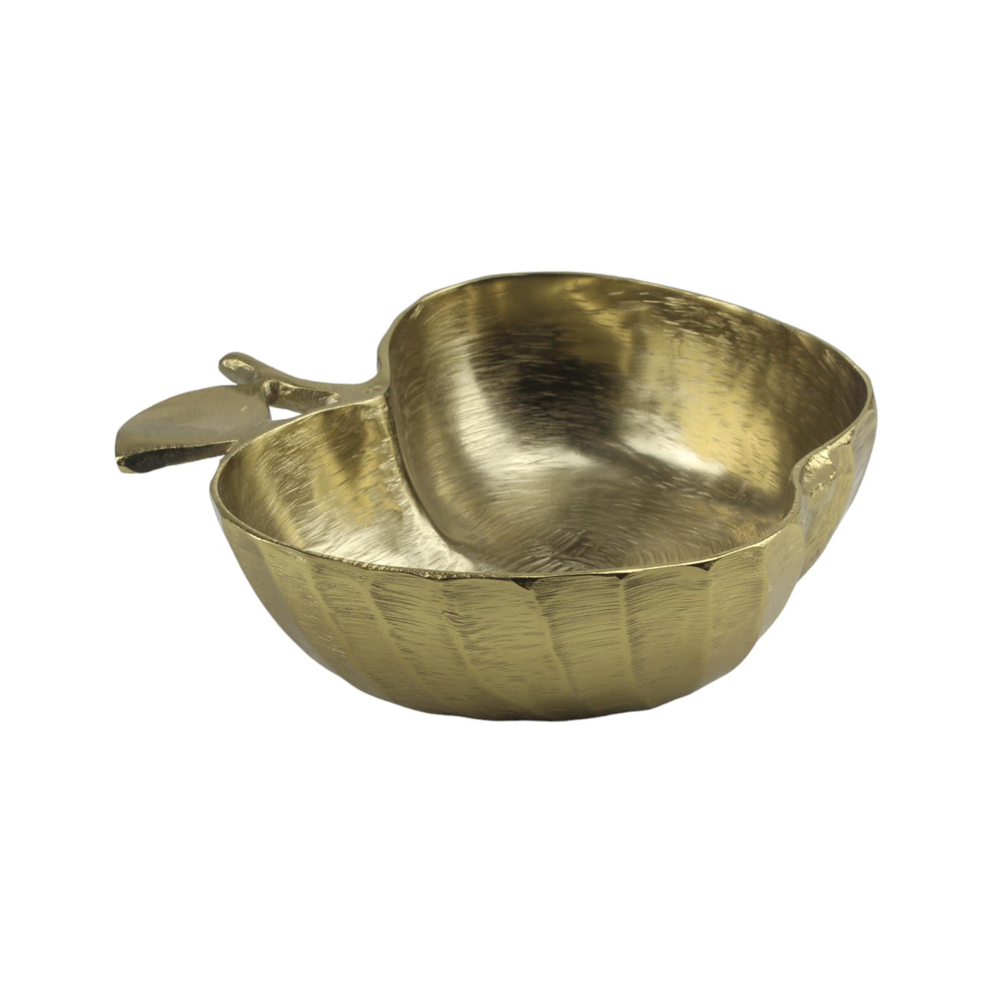 Handcrafted Golden Aluminum Apple Shaped Bowl: Luxe Décor Essential