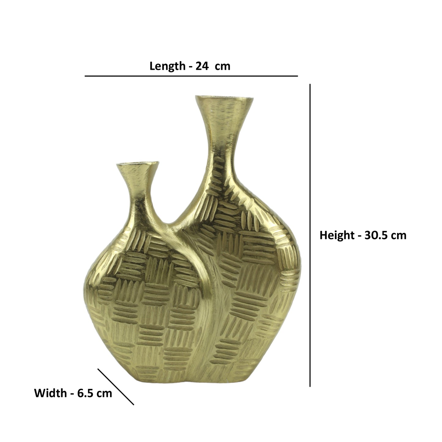 Handcrafted Golden Aluminium Two-Joint Flower Vase: Artisanal Elegance for Stunning Floral Arrangements